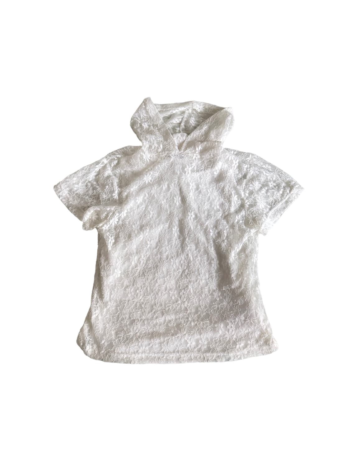 파르티멘토우먼 레이스 후디 숏 슬리브 티 화이트 M 상품이미지1