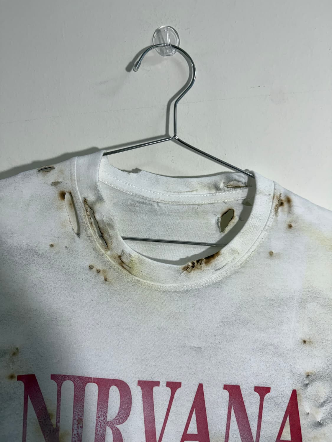 빈티지 너바나 레터링 프린팅 데미지 반팔  상품이미지5
