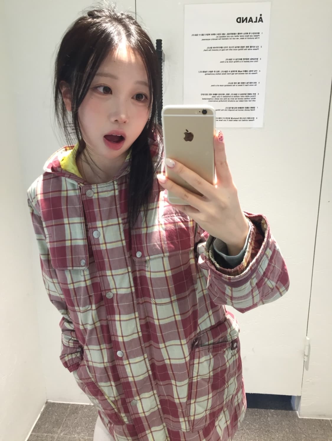 빈티지 딸기 체크 패딩 상품이미지4