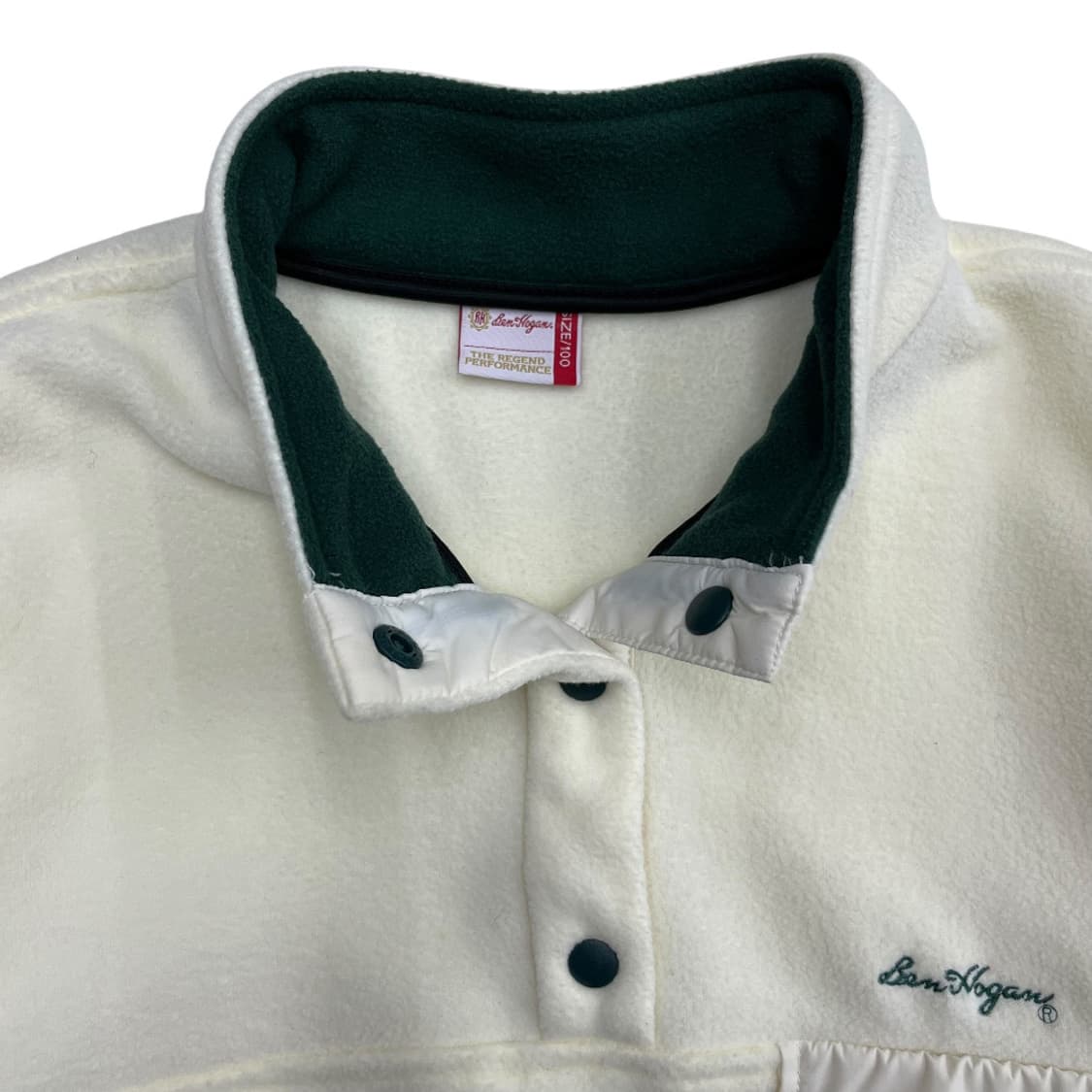 벤호건 아이보리 그린버튼 후리스 반집업 100 상품이미지5