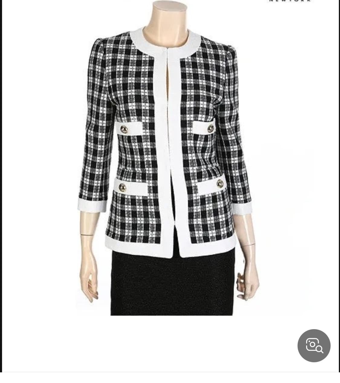 모조에스핀 2023 체크 트위드 노카라 자켓 S사이즈 상품이미지1