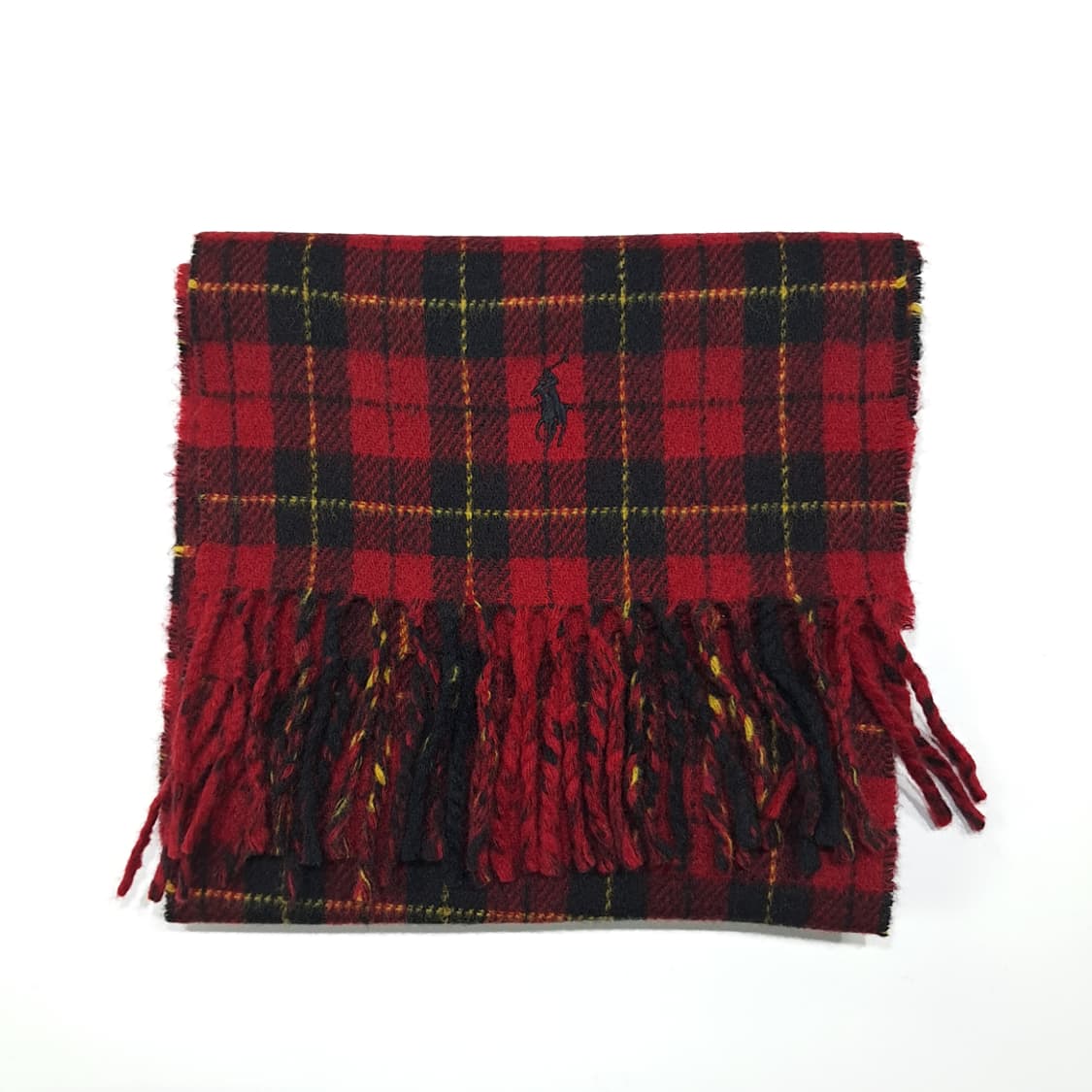 MX547 폴로 90s 이태리판 울 레드 타탄 체크 머플러 목도리 상품이미지7
