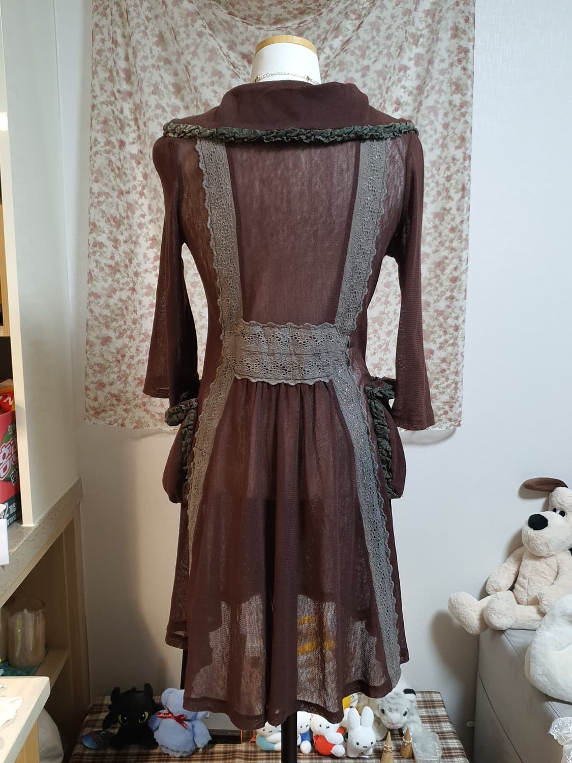 [빈티지] 페니스넥 레이스 장식 브라운 가디건 상품이미지6