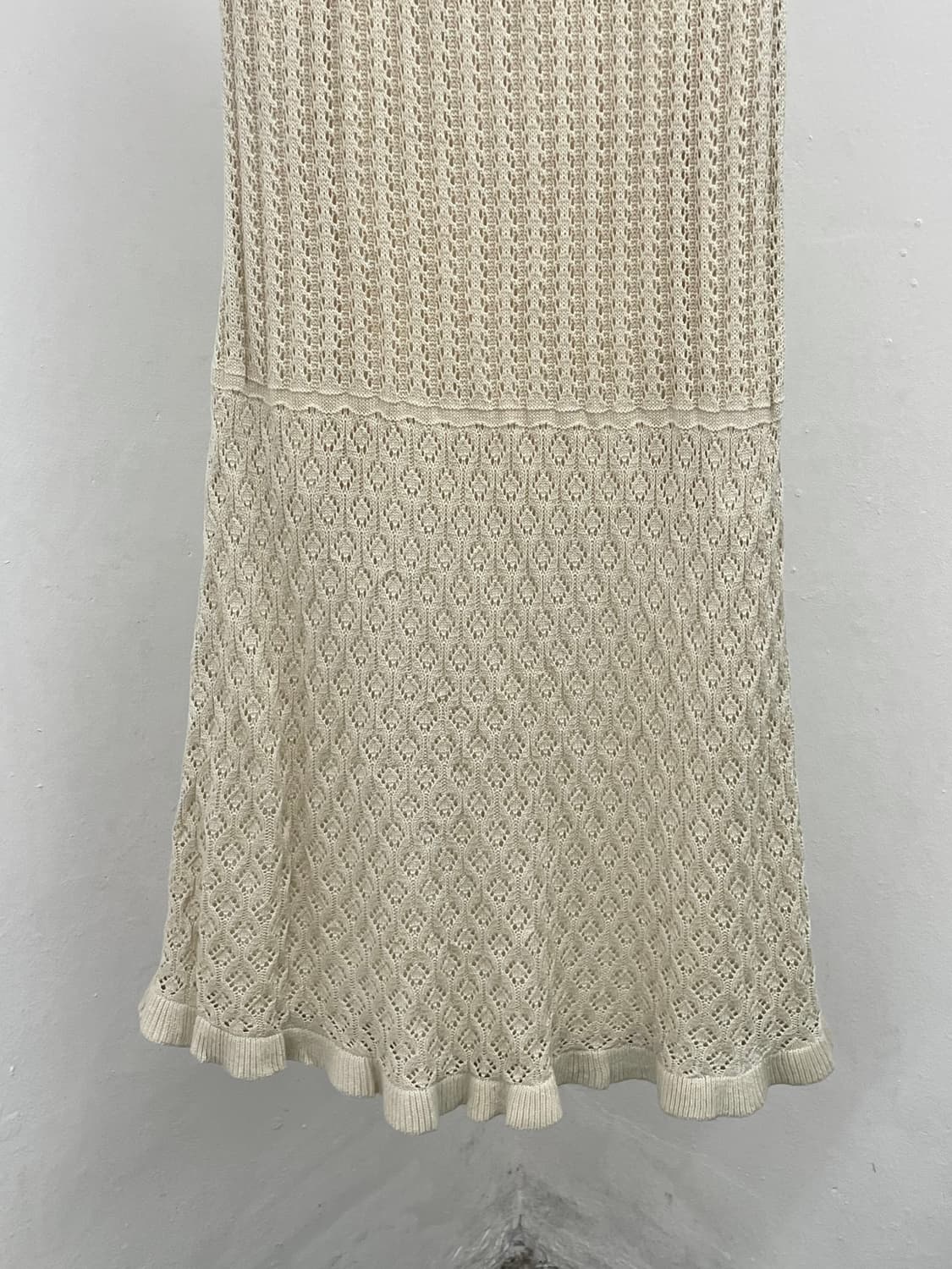 아이보리 니트 짜임 롱 스커트 상품이미지4