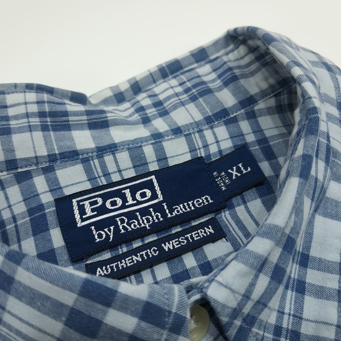 CN754 XL 폴로 랄프로렌 스모키블루 웨스턴 체크 긴팔 셔츠 남방 상품이미지4