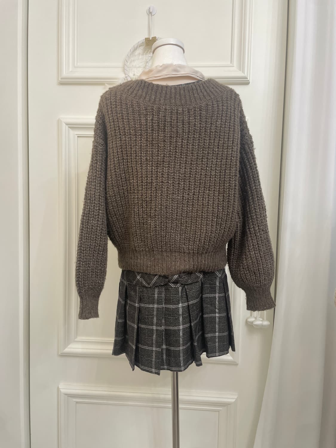 brown melange waffle cardigan(size-F) 상품이미지3
