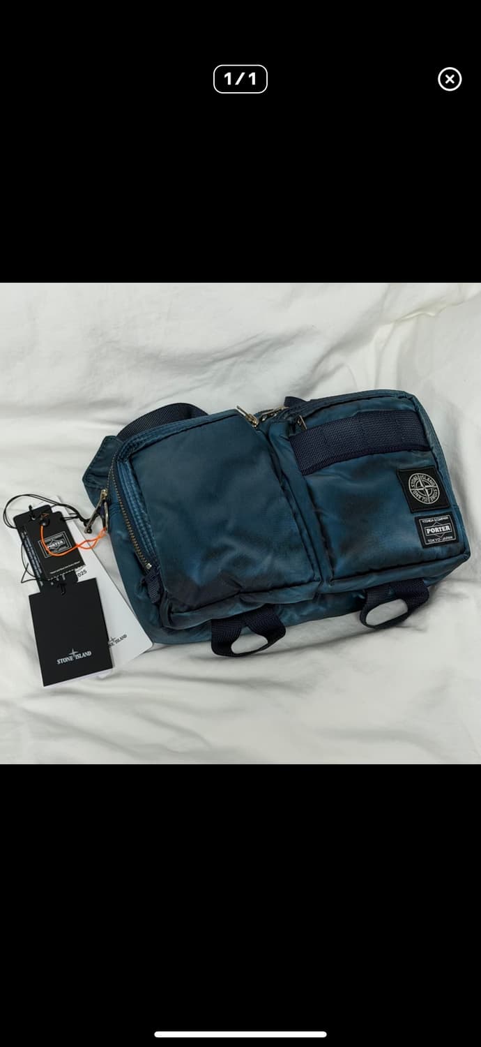 포터x스톤 아일랜드 크로스바디백 블루 상품이미지1