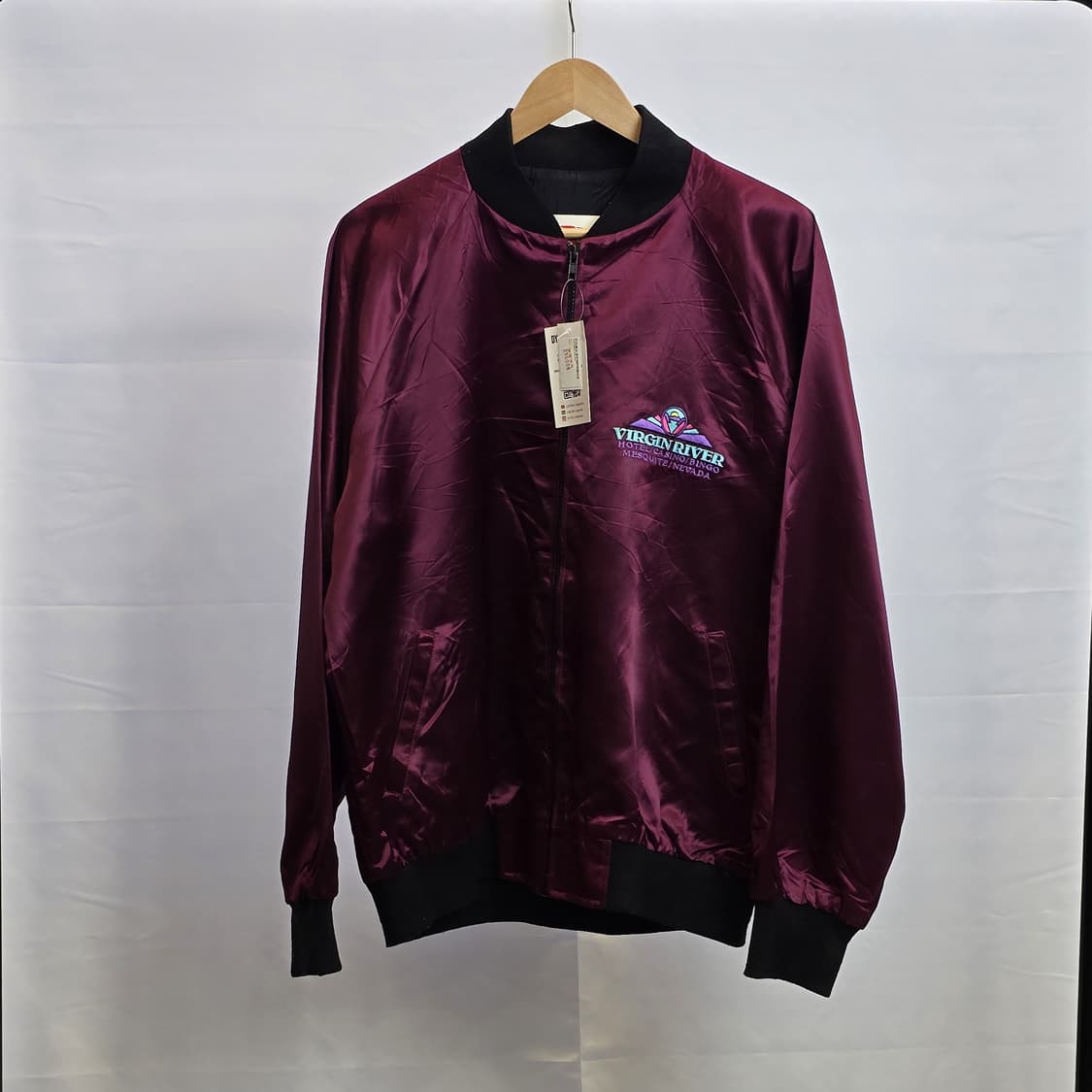 ROYAL PACIFIC 새틴 바시티 재킷 버건디 사틴 자켓 XL 상품이미지1