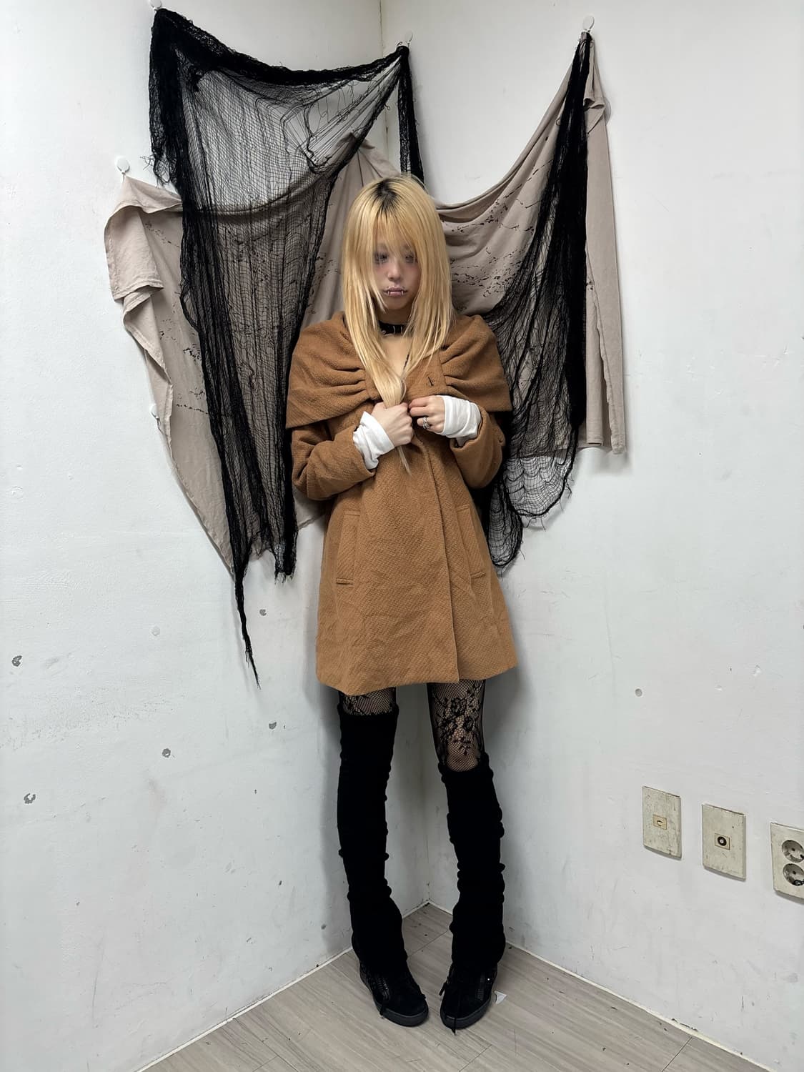 Mori Girl Mood Over-Hoodie Beige Coat 상품이미지3