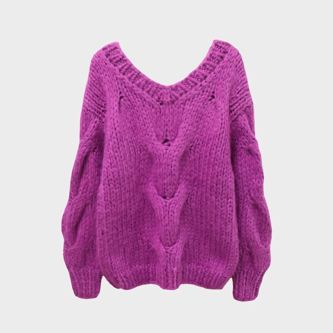 AUNT MARIE'S 핸드메이드 꽈배기 브이넥 니트 62217 상품이미지2