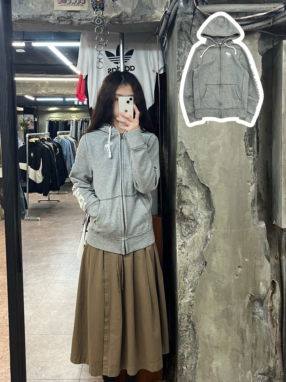 아베크롬비 기모 후드집업 그레이 S #csz2364 상품이미지1
