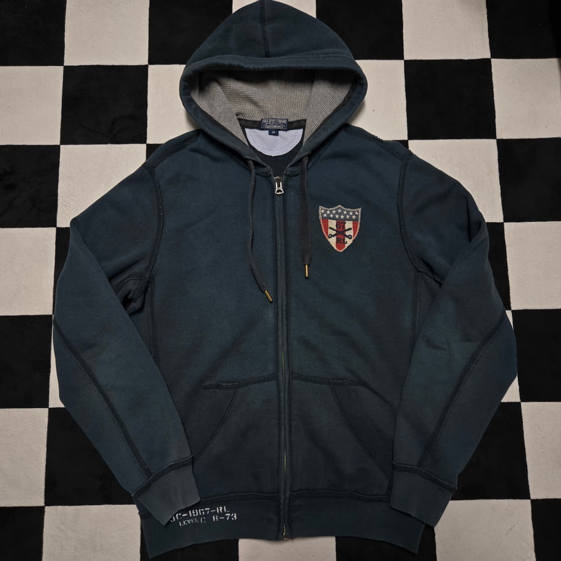 M 폴로랄프로렌 폴로진스 써멀 성조기 쉴드 패치 후드 집업 네이비 상품이미지1