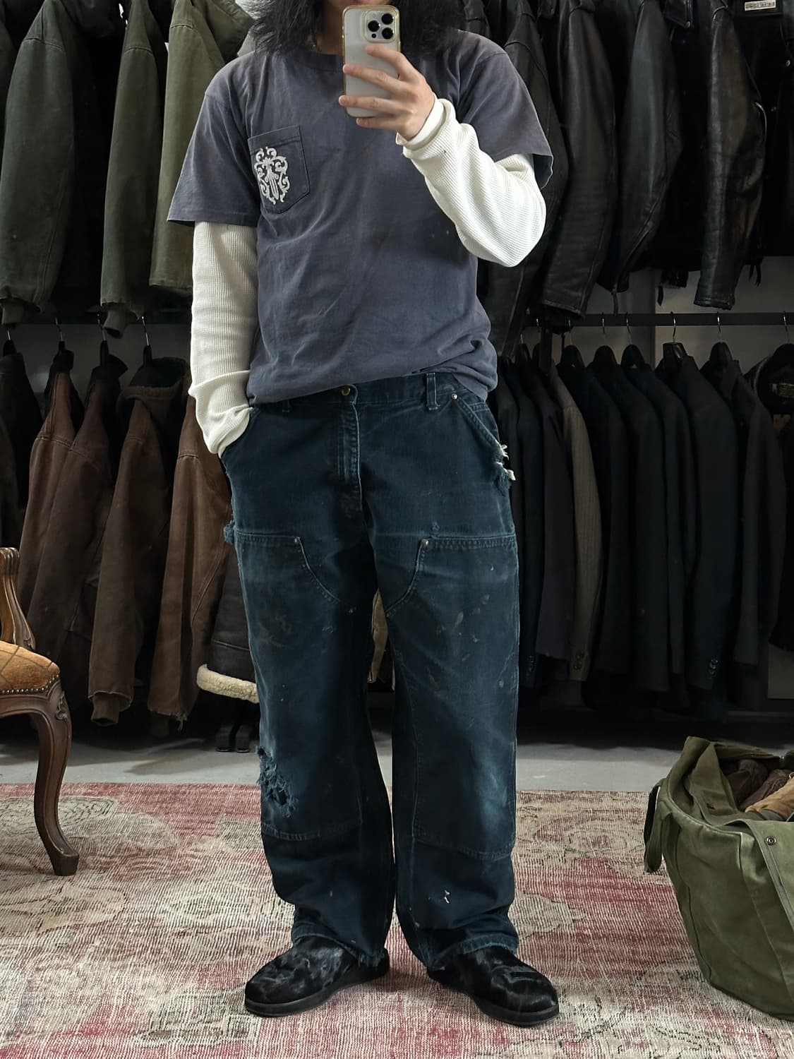 OG 칼하트 B136 더블니 블랙 칼하트 썩블니 카펜터 상품이미지2