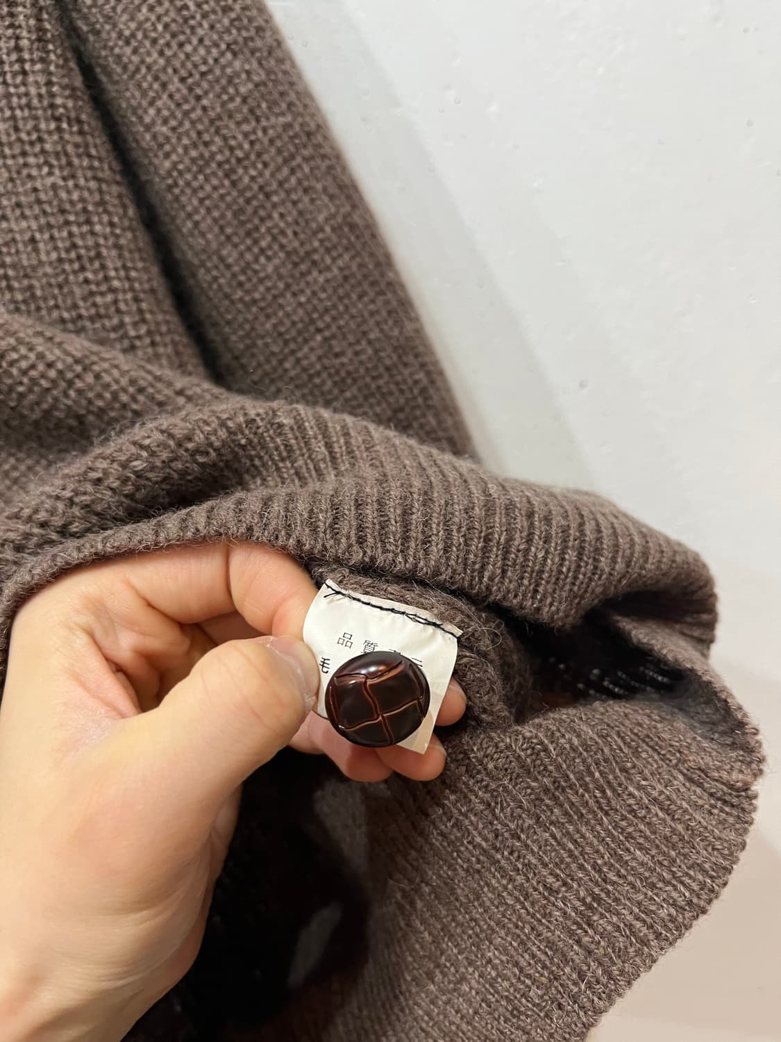 SPICE ISLAND 퓨어울 클래식 숄카라 니트 스웨터 브라운 상품이미지5