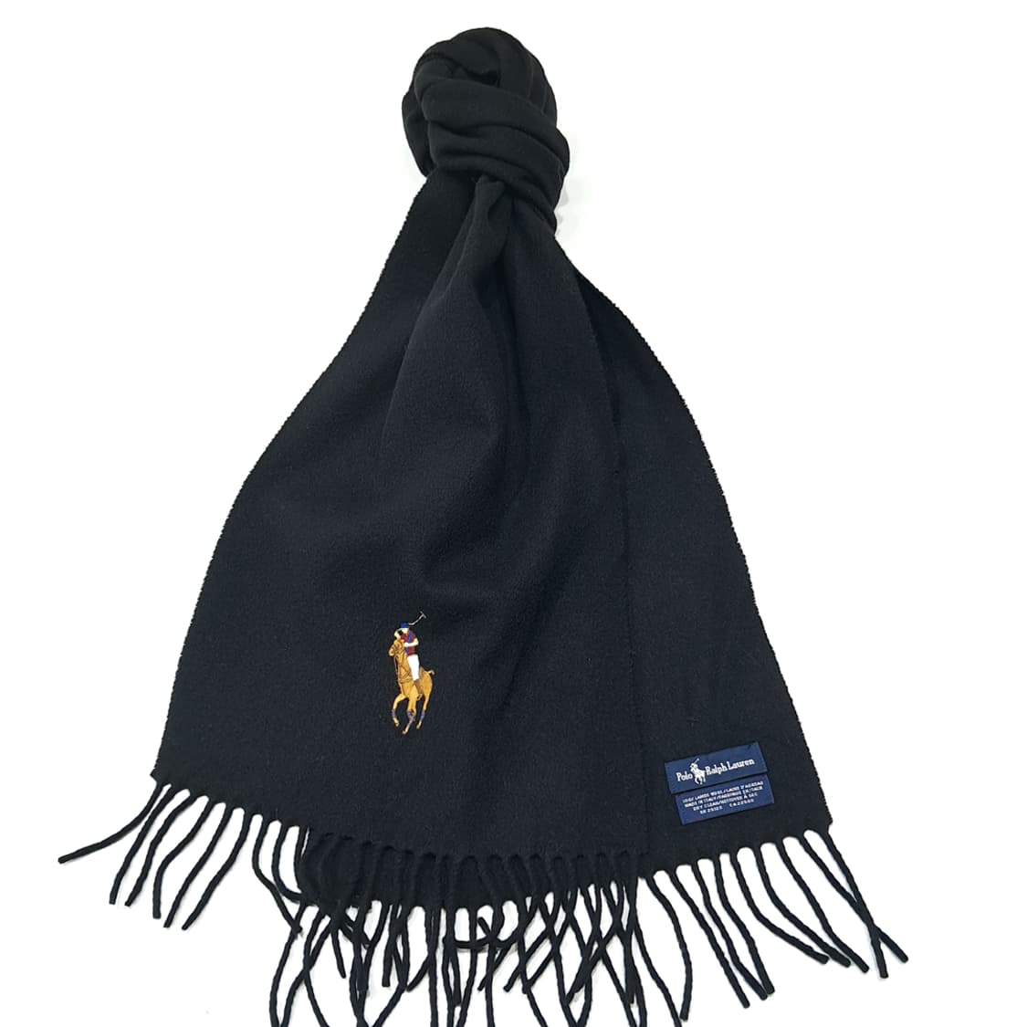 MX573 폴로 00s 이태리판 램스울 빅포니 블랙 머플러 목도리 상품이미지2