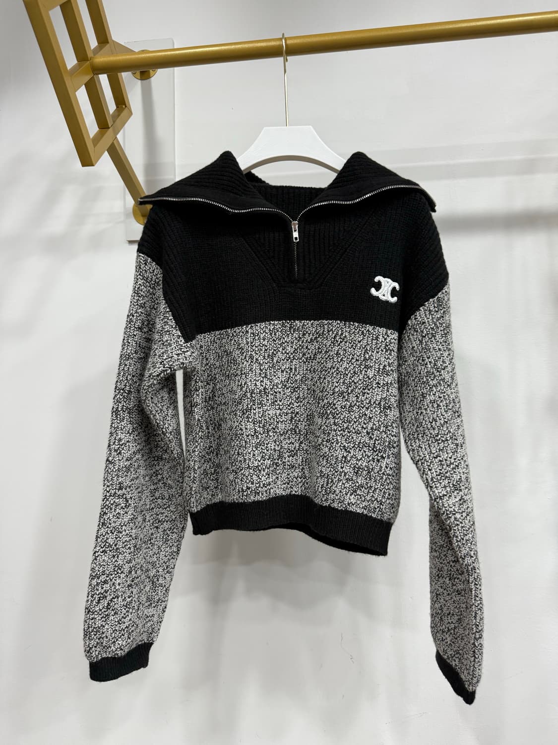 하프집업 니트 블랙/회색 66반까지  상품이미지1