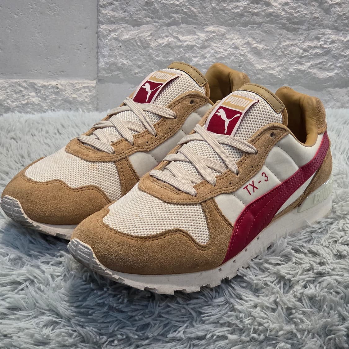 5q-21:푸마 TX-3 베이지 레드 (24cm)-상태굿 상품이미지1