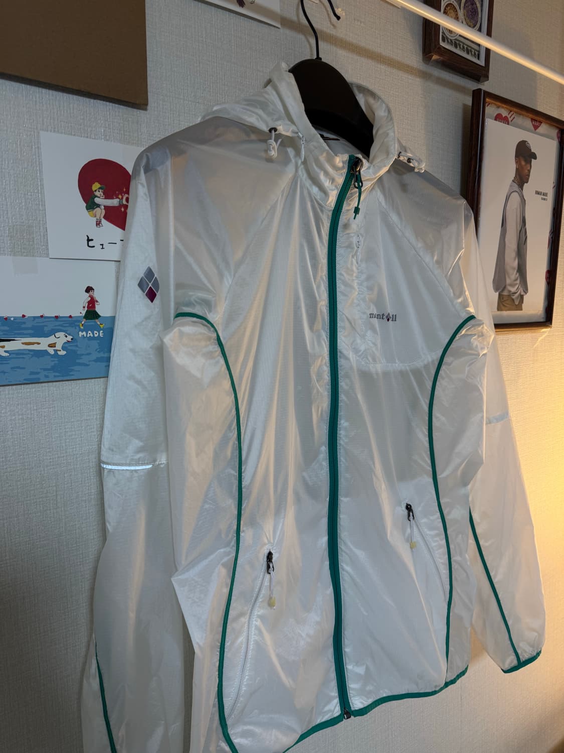 [M]몽벨 경량 나일론 바람막이 자켓 화이트 상품이미지3