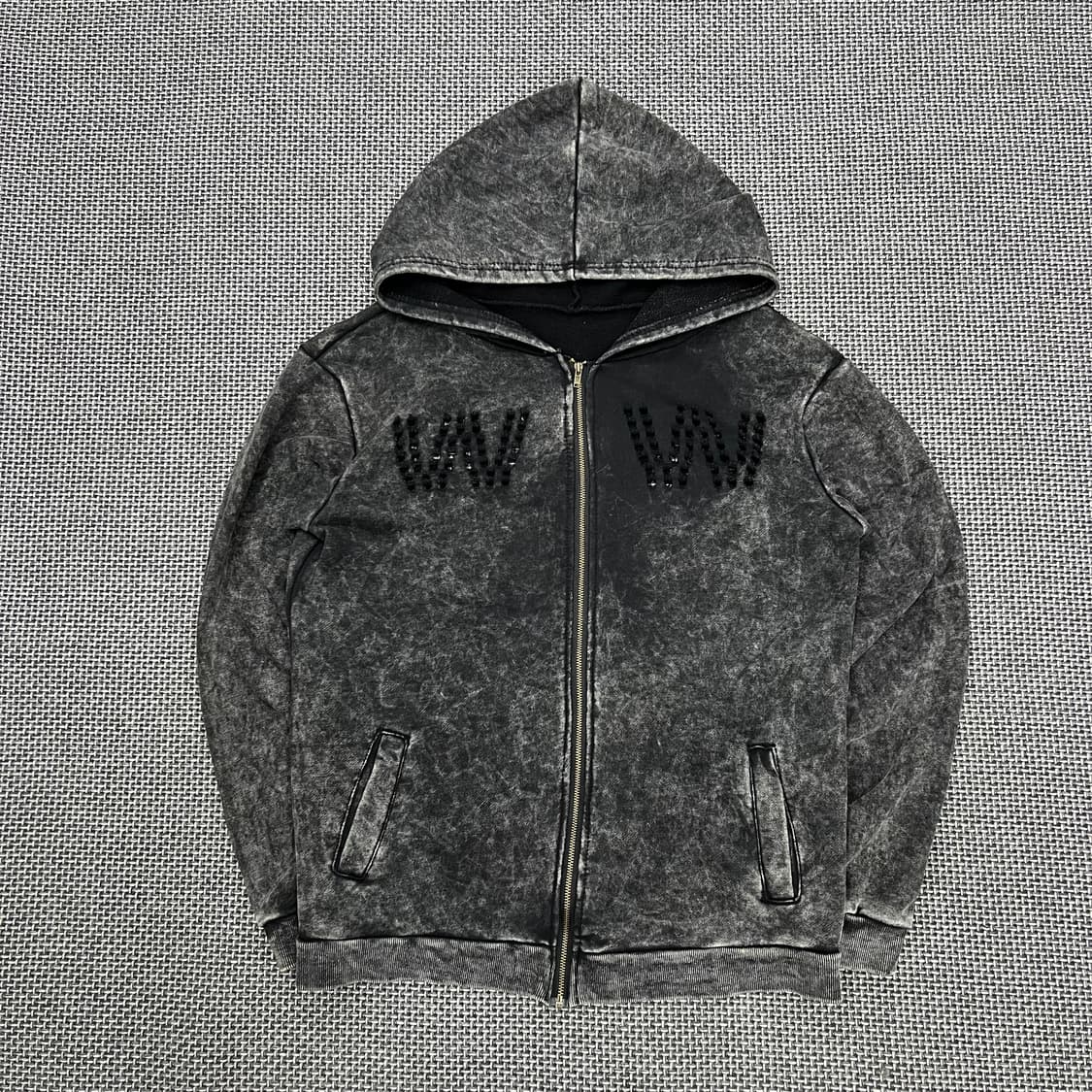 빈티지 워싱 홀 포인트 후드집업 상품이미지1