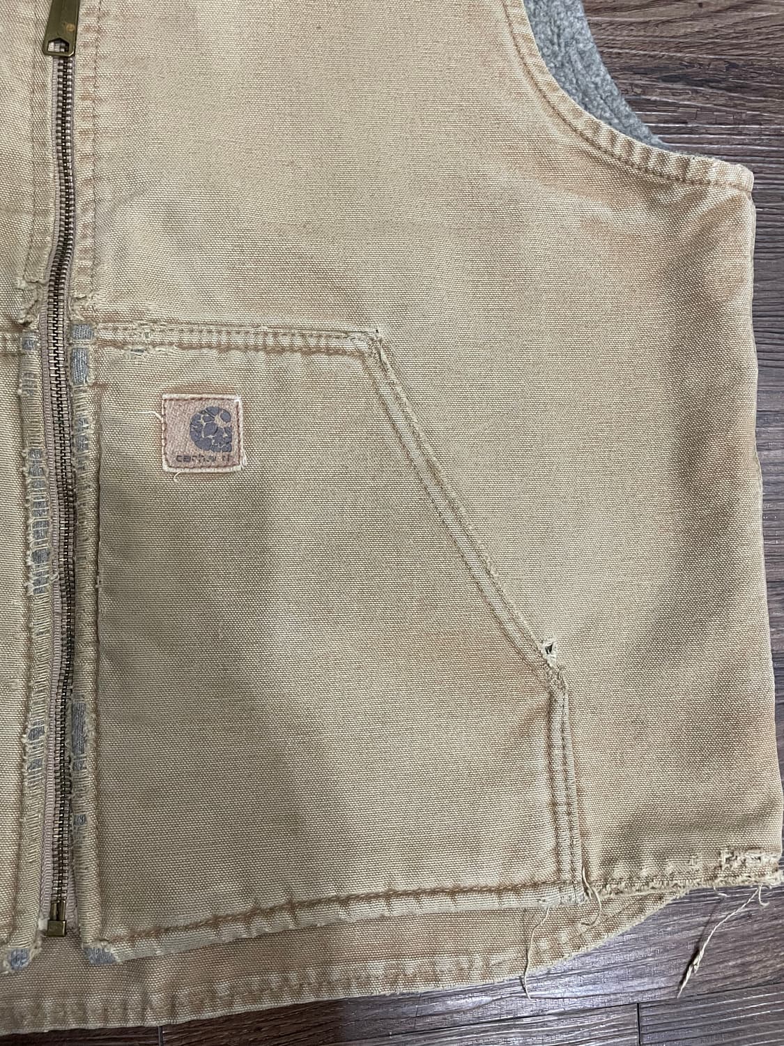 00s 칼하트 V26 덕 캔버스 셰르파 워크 베스트 카멜 상품이미지3