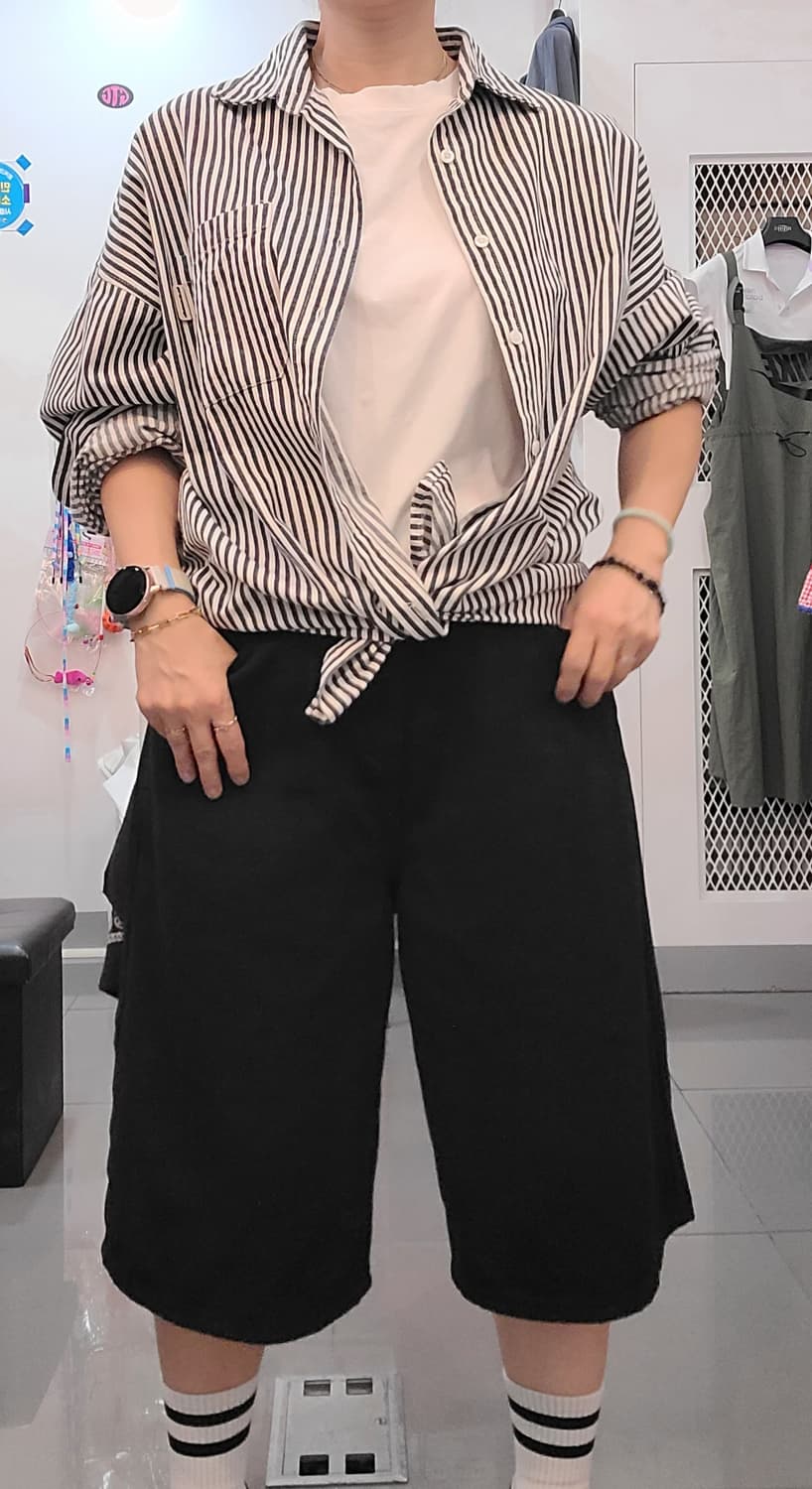 오버핏 스트라이프 남방 셔츠  상품이미지4