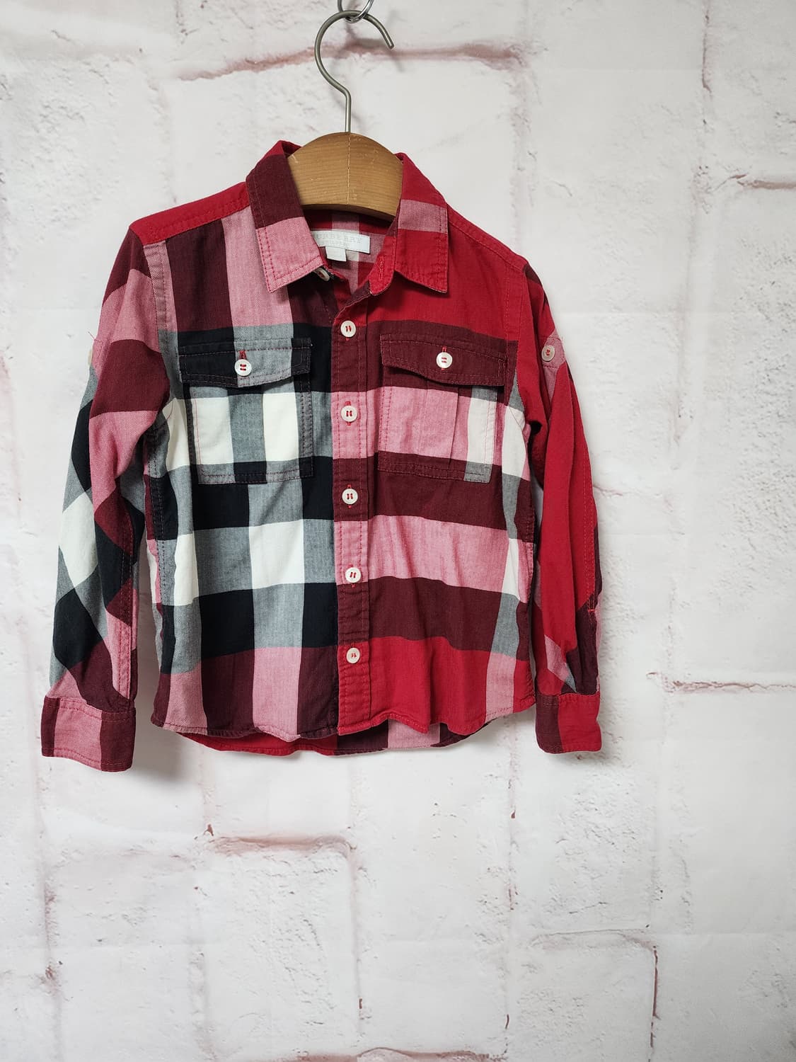 버버리 키즈 레드 체크 긴팔셔츠 상품이미지1