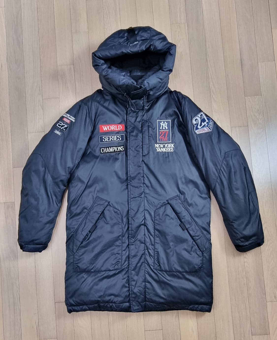 MLB 뉴욕양키즈 월드 챔피언 덕다운 롱패딩 L _ 남성,사진확인 상품이미지1