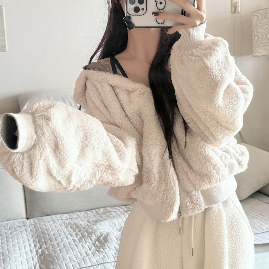 Japanese vintage GRL 카키브라운 리버시블 퍼 항공점퍼 상품이미지1