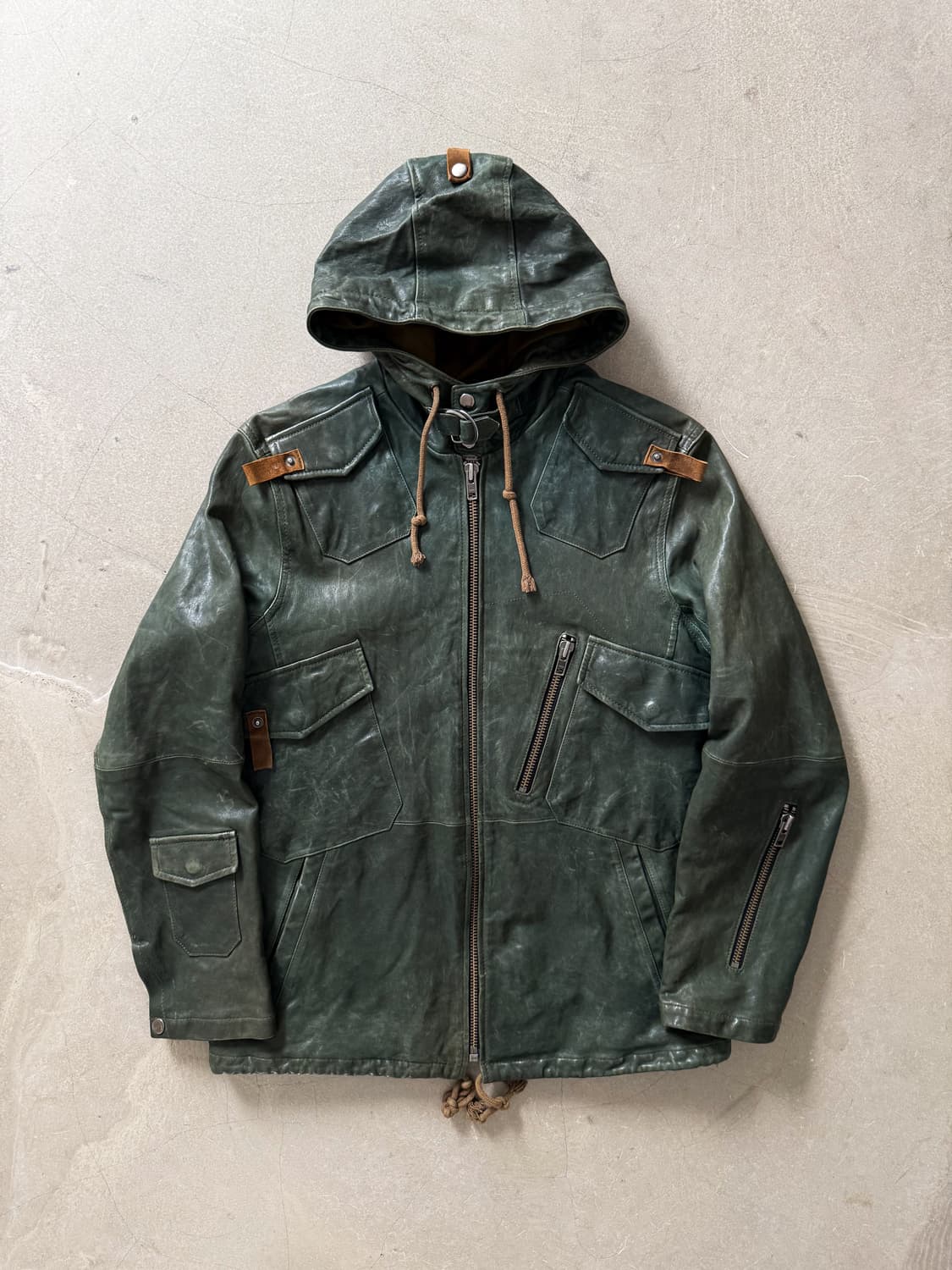 Avirex Cowhide Leather Hooded Jacket 상품이미지3