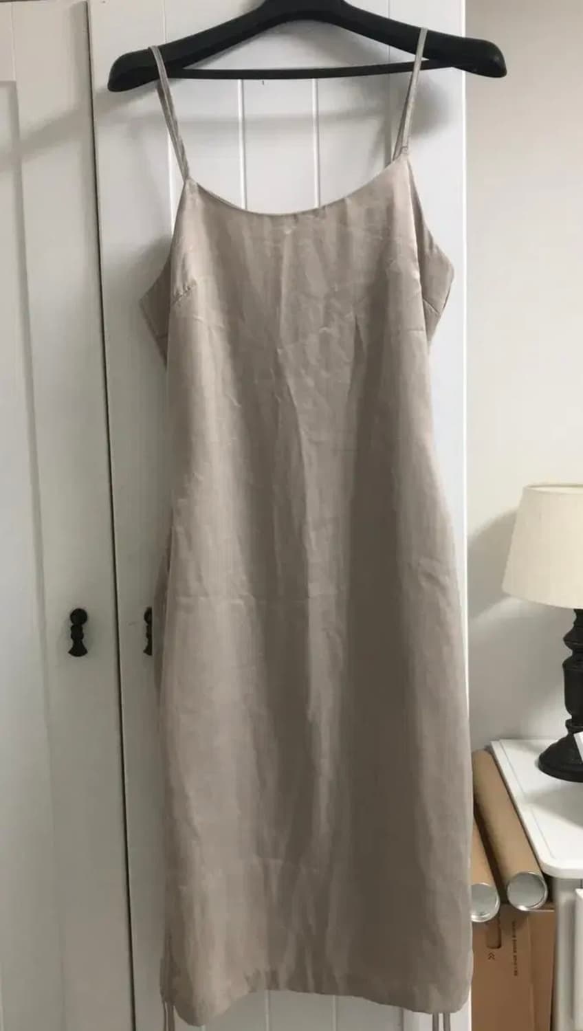 새틴 셔링 원피스 샴베인 베이지 Satin shirring dress 상품이미지4