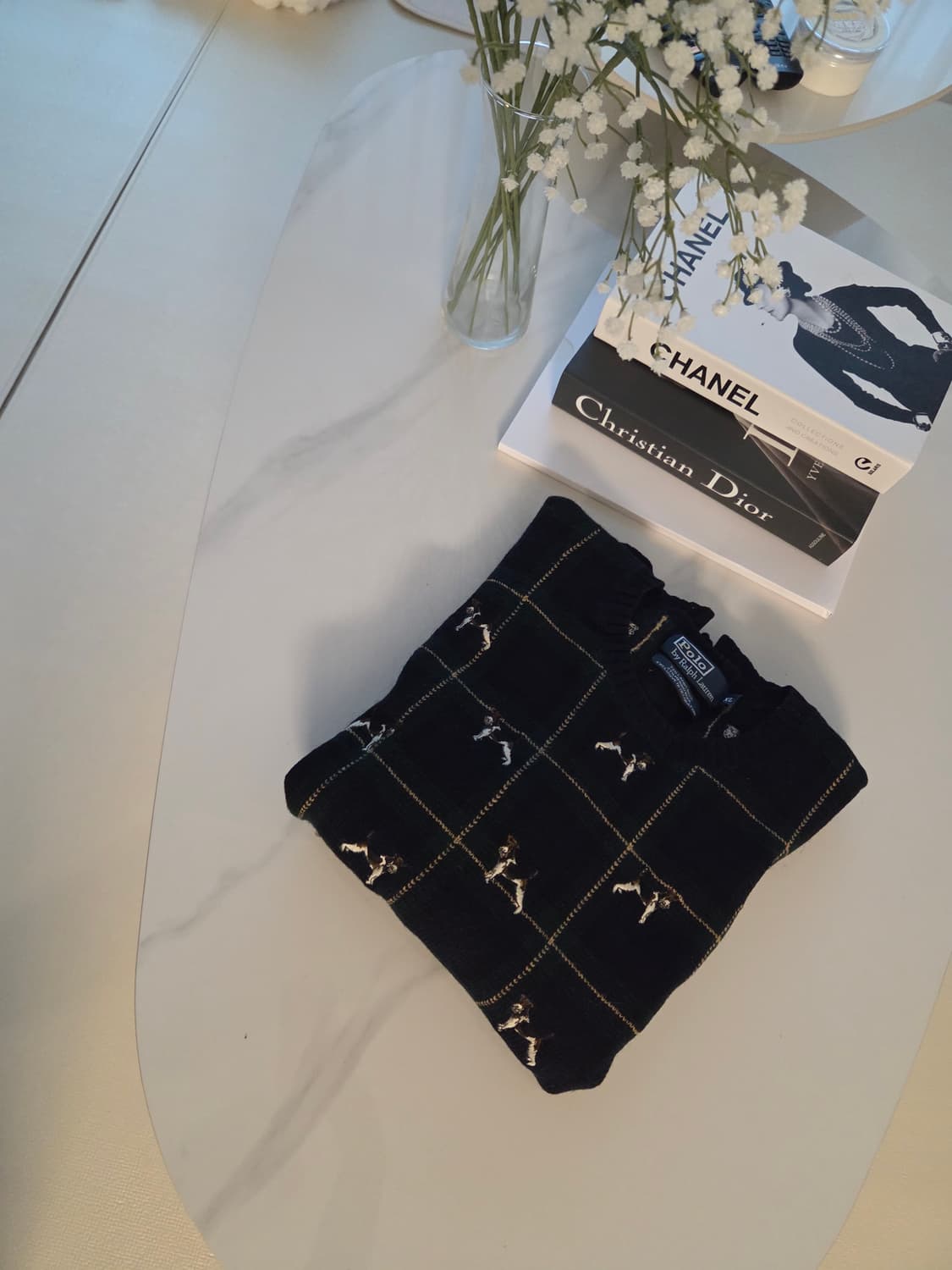 폴로 랄프로렌 도그자수 타탄체크 울 자수 상품이미지5