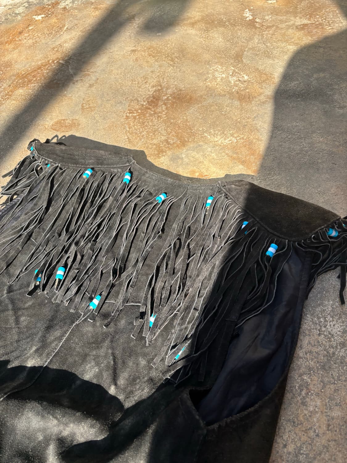 Vintage Native Style Fringe Leather Vest 상품이미지8