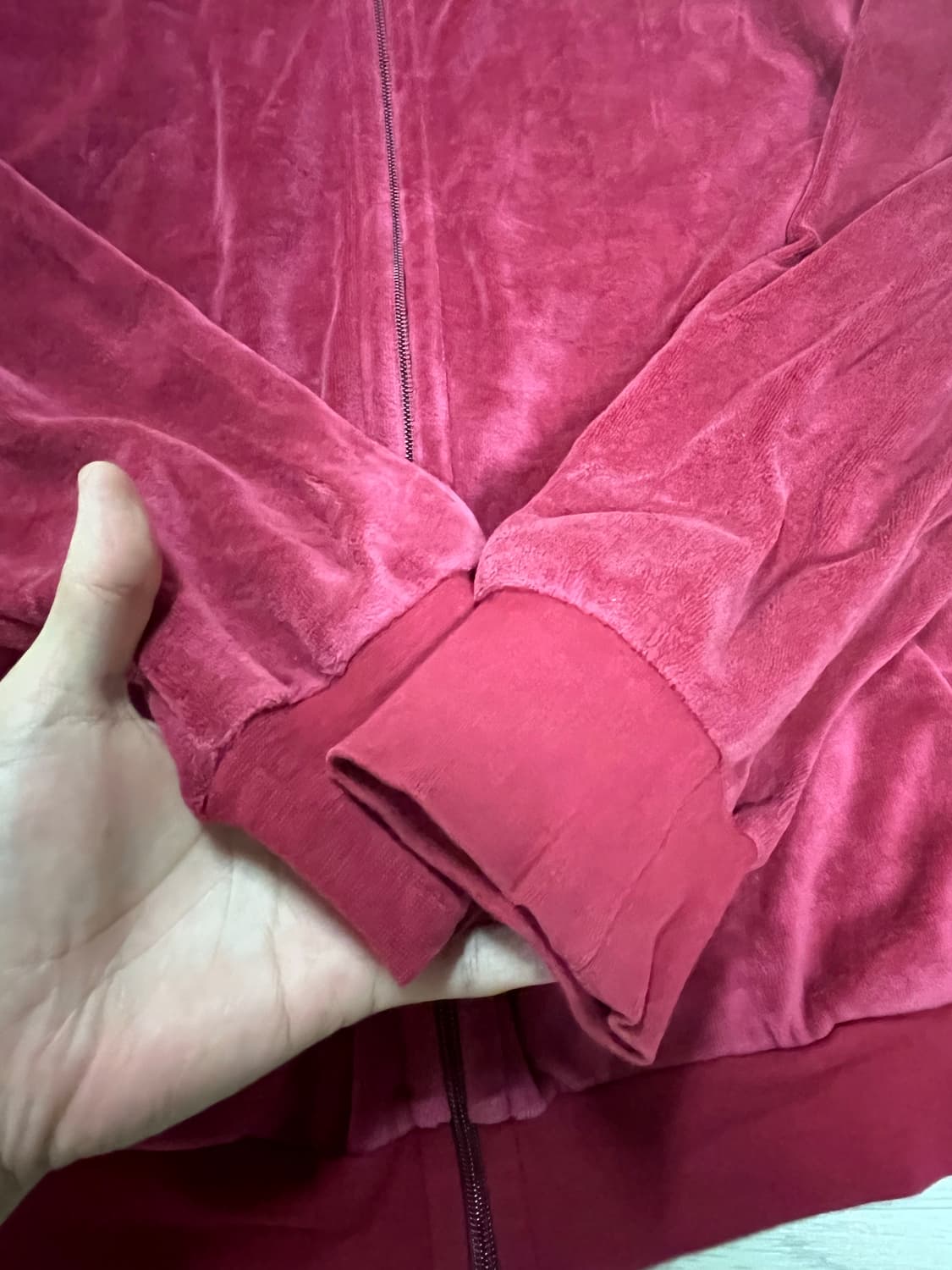 L) YARDSALE 야드세일 벨루어 트랙자켓 레드 상품이미지4