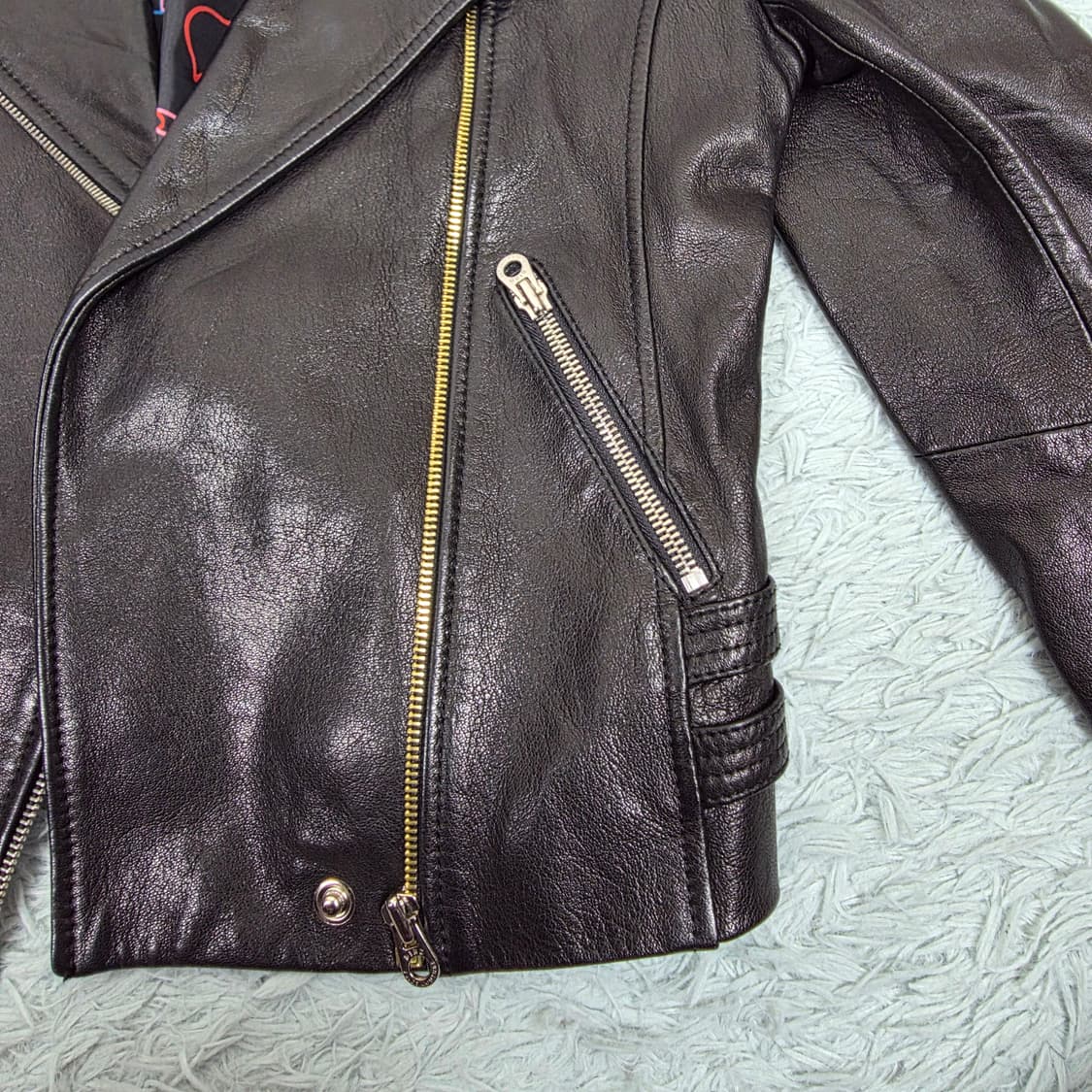 BIRD by 쥬시꾸뛰르 여성 램스킨 크롭 라이더 자켓 S 상품이미지5