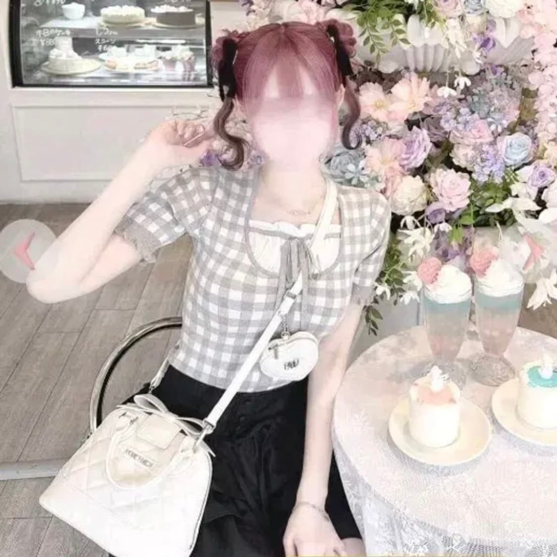 허니뮤 체크 톱 스나계 양산형 상품이미지1