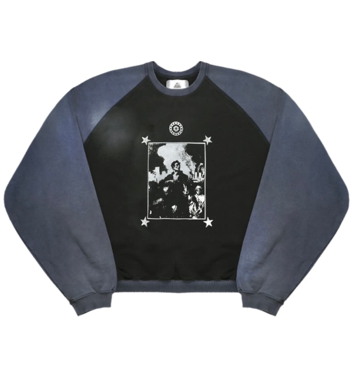 [L] MJD X QAP 컴뱃 히어로 크롭 크루넥 블랙네이비 상품이미지1