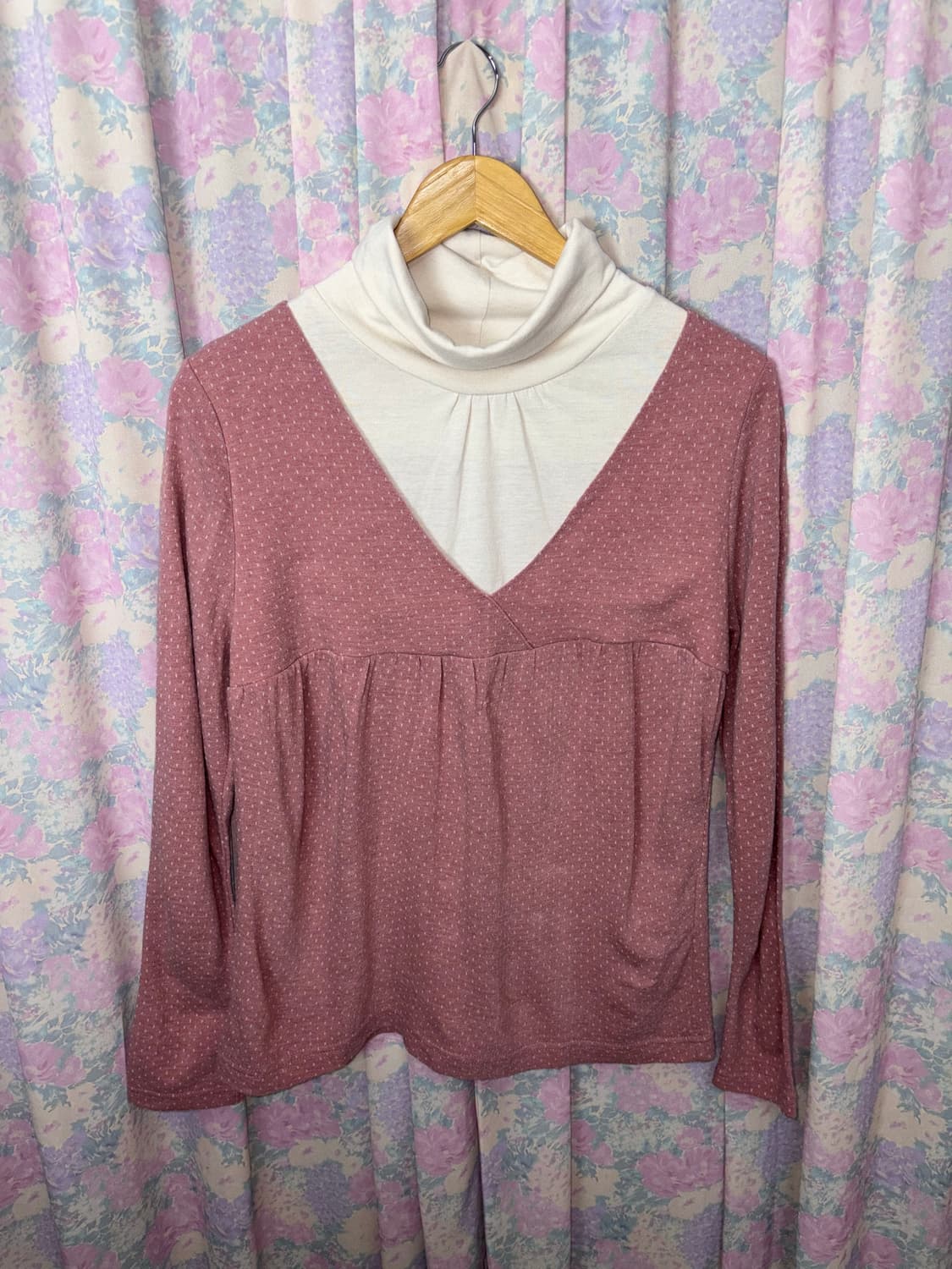 핑크 도트 목폴라 티셔츠 상품이미지5