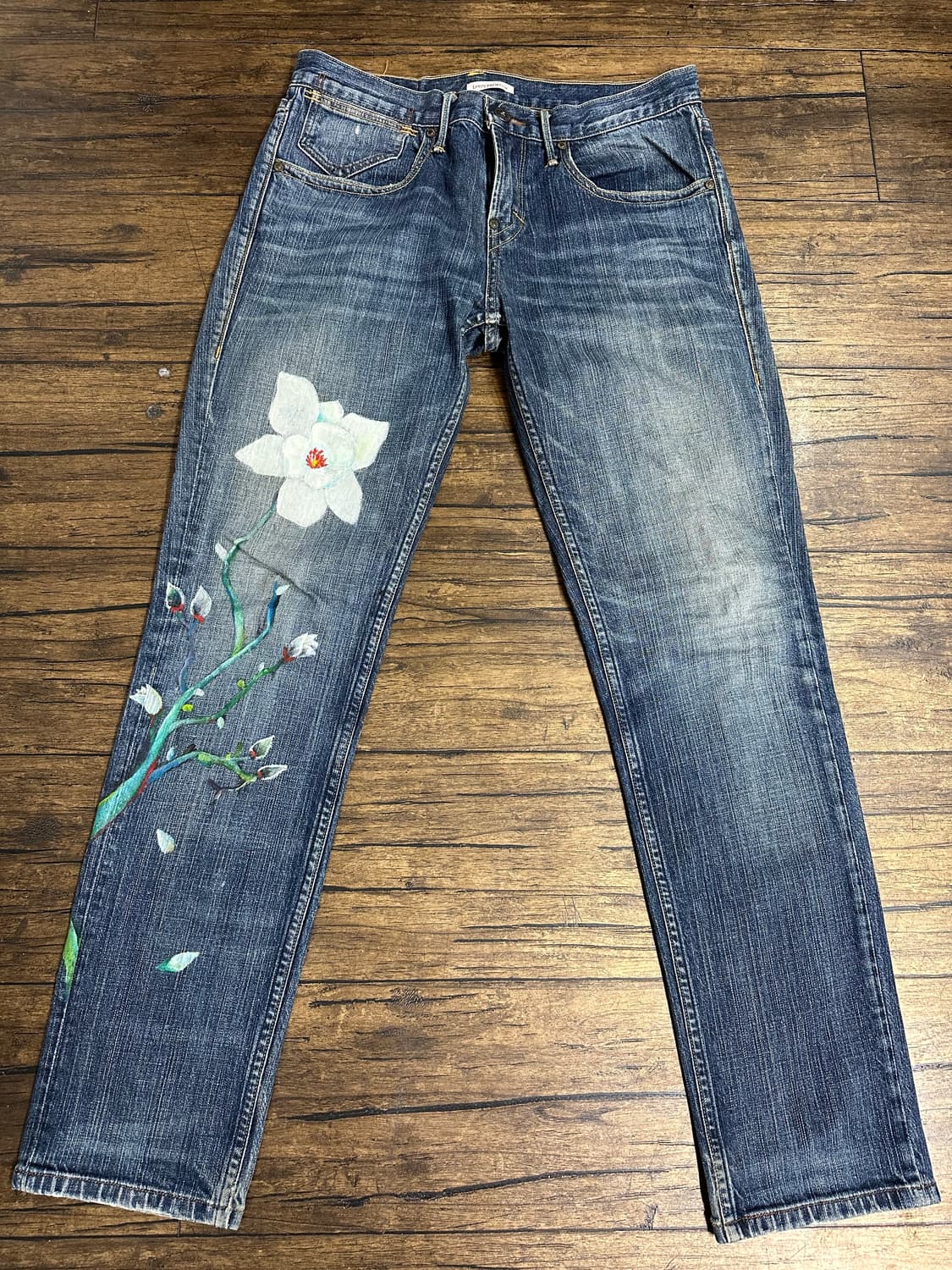 LeviS Premium 519 플라워 커스텀 페인팅 데님 팬츠 상품이미지1
