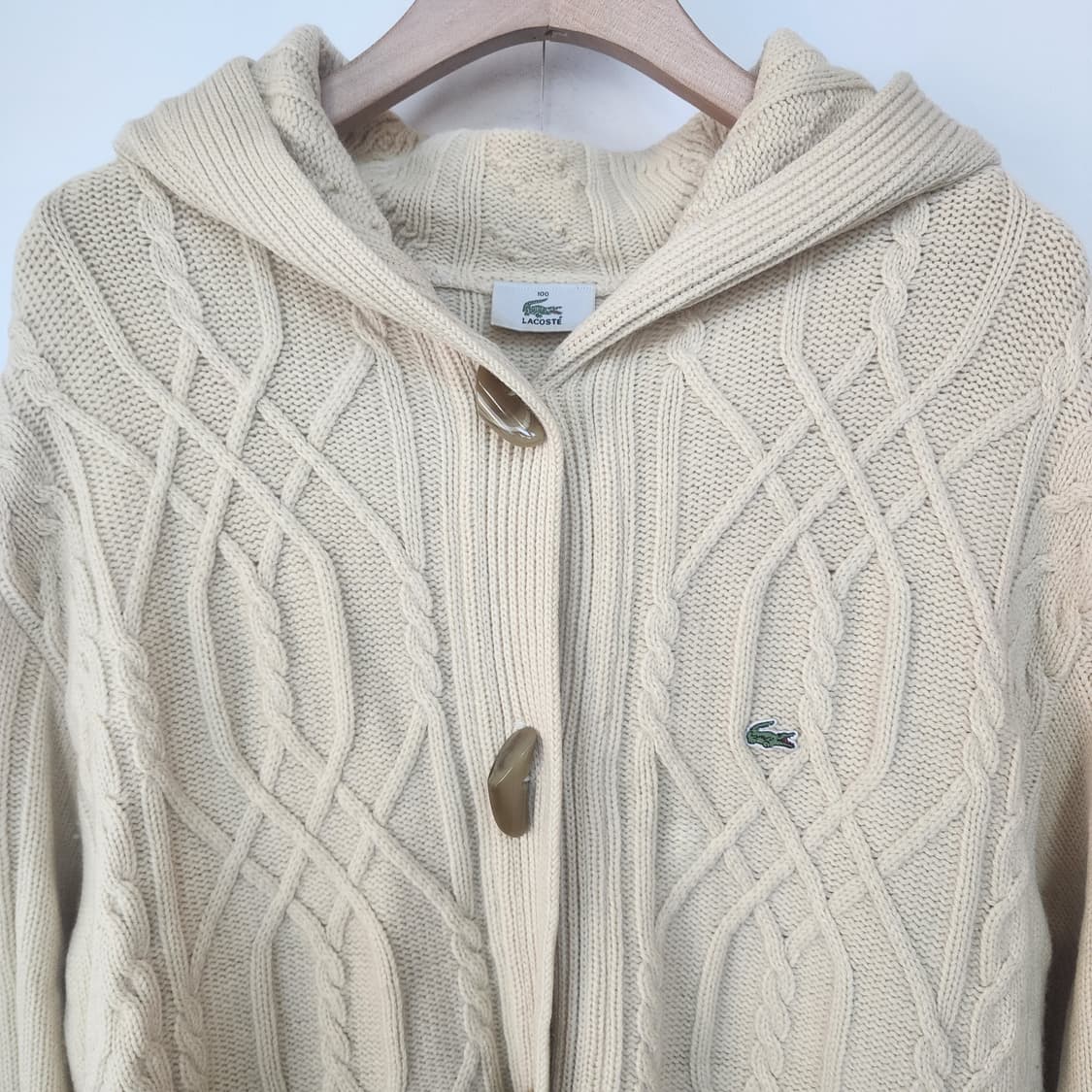 라코스테 케이블 후드 가디건 아이보리 상품이미지2