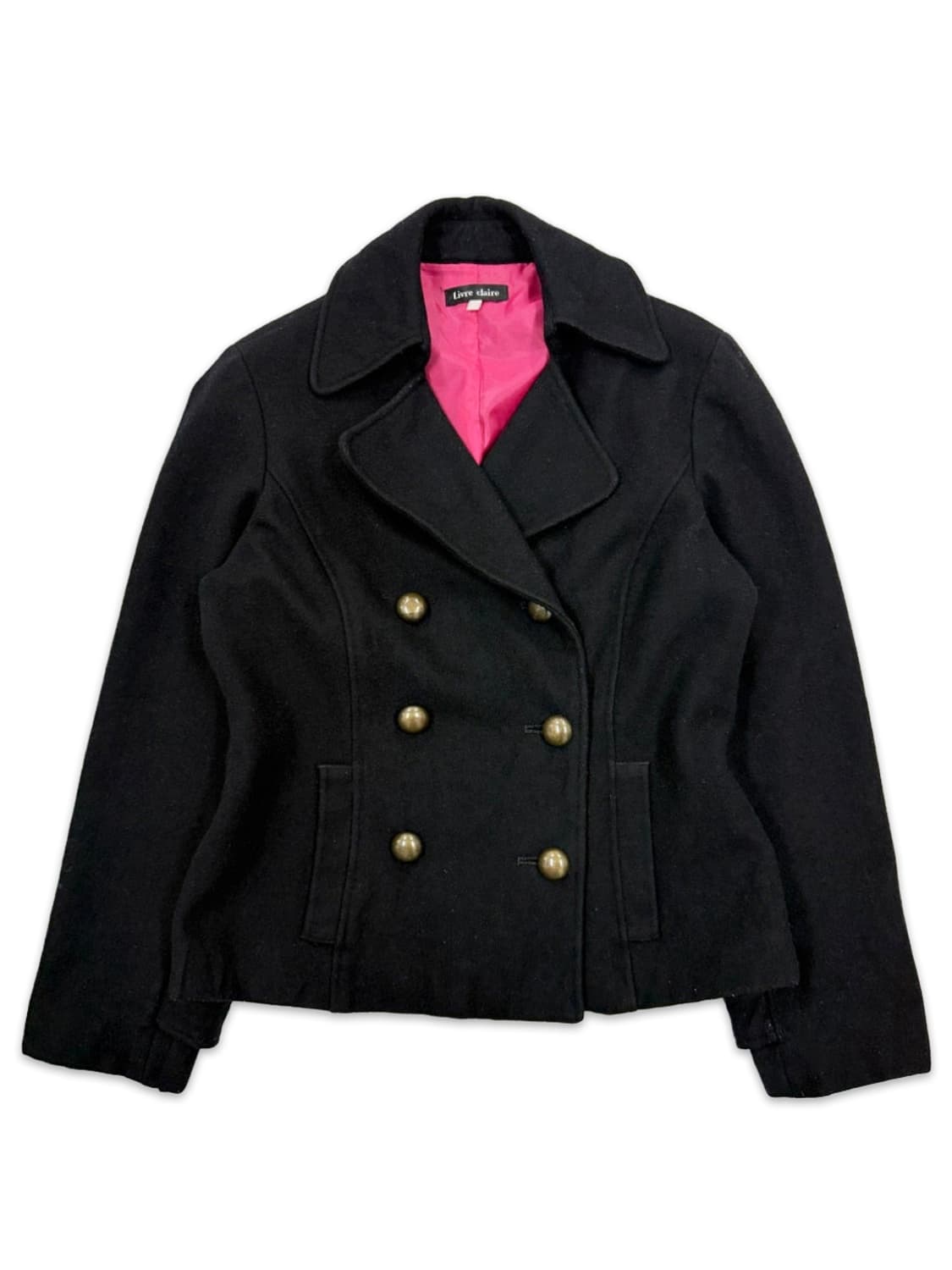 빈티지 Livre claire 블랙 더블 하프 코트 상품이미지1