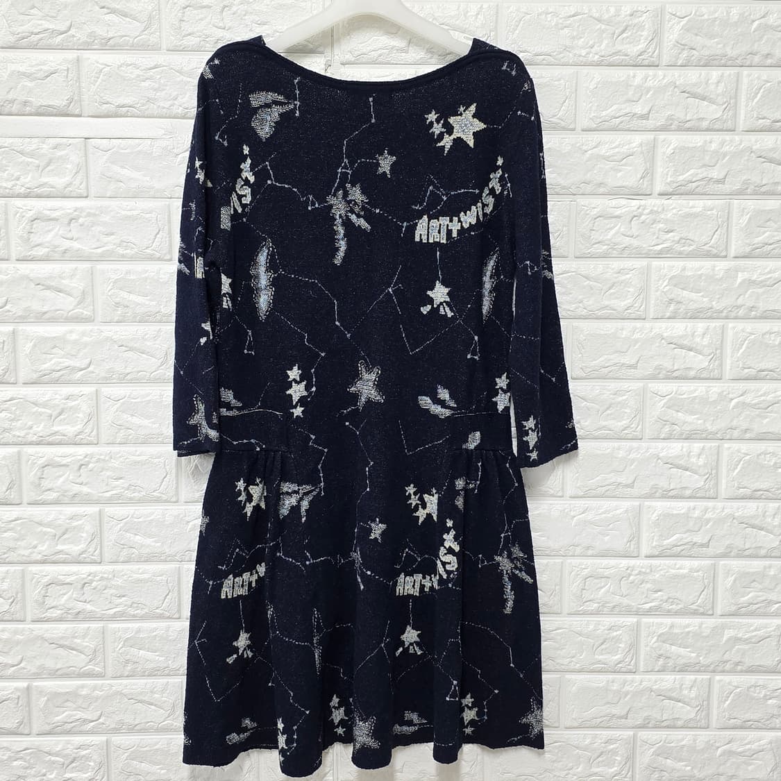 택포) 90 한섬 SJ SJ 네이비 별 패턴 원피스  상품이미지4