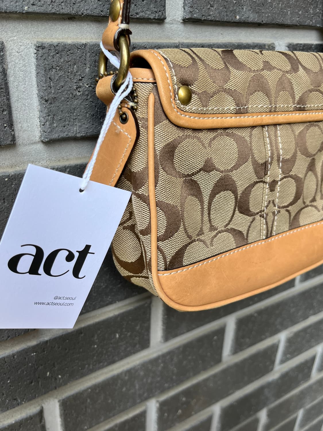 00s Coach 코치 턴락 콤비 백 탄 상품이미지9