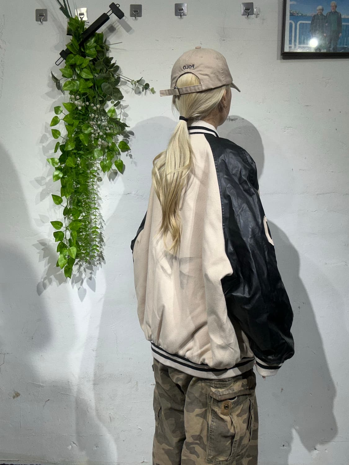 일본 빈티지 베이지 블랙 잠바 바시티 자켓 F  상품이미지3