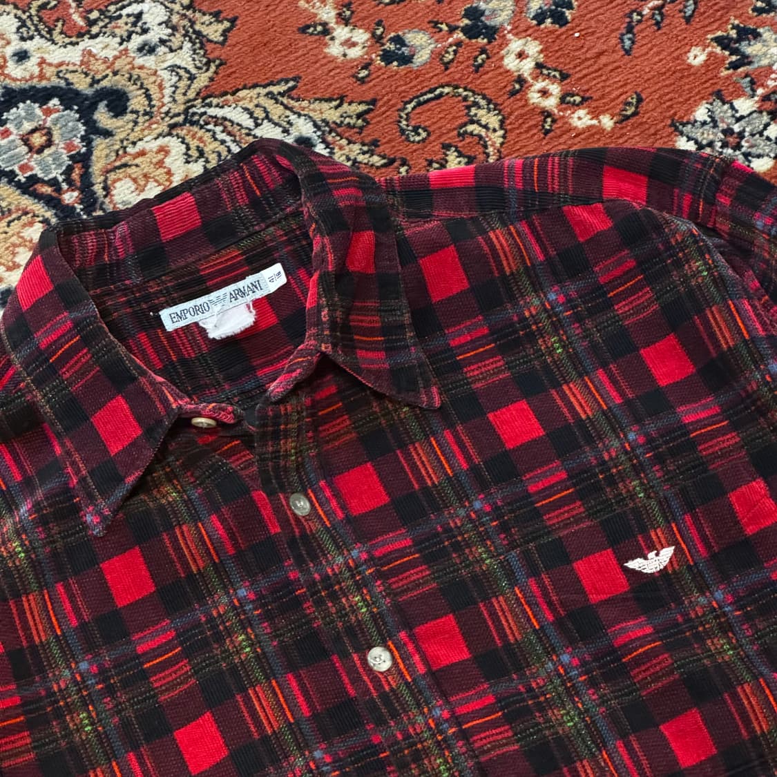엠포리오 아르마니 코듀로이 체크 셔츠 (XL) 상품이미지1