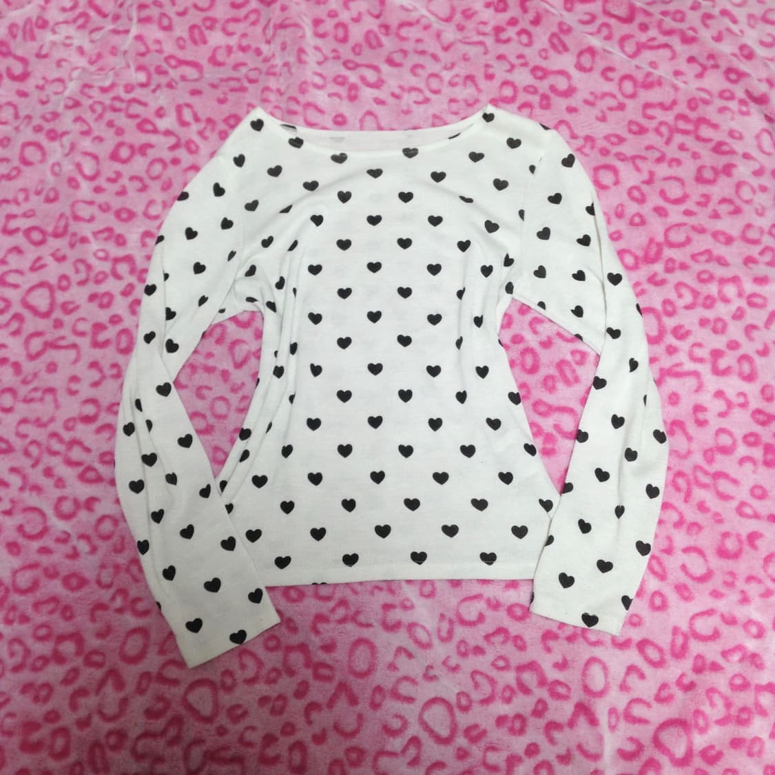 빈티지 니혼진 롱슬리브 긴팔 하트 패턴 도트 갸루 상품이미지1