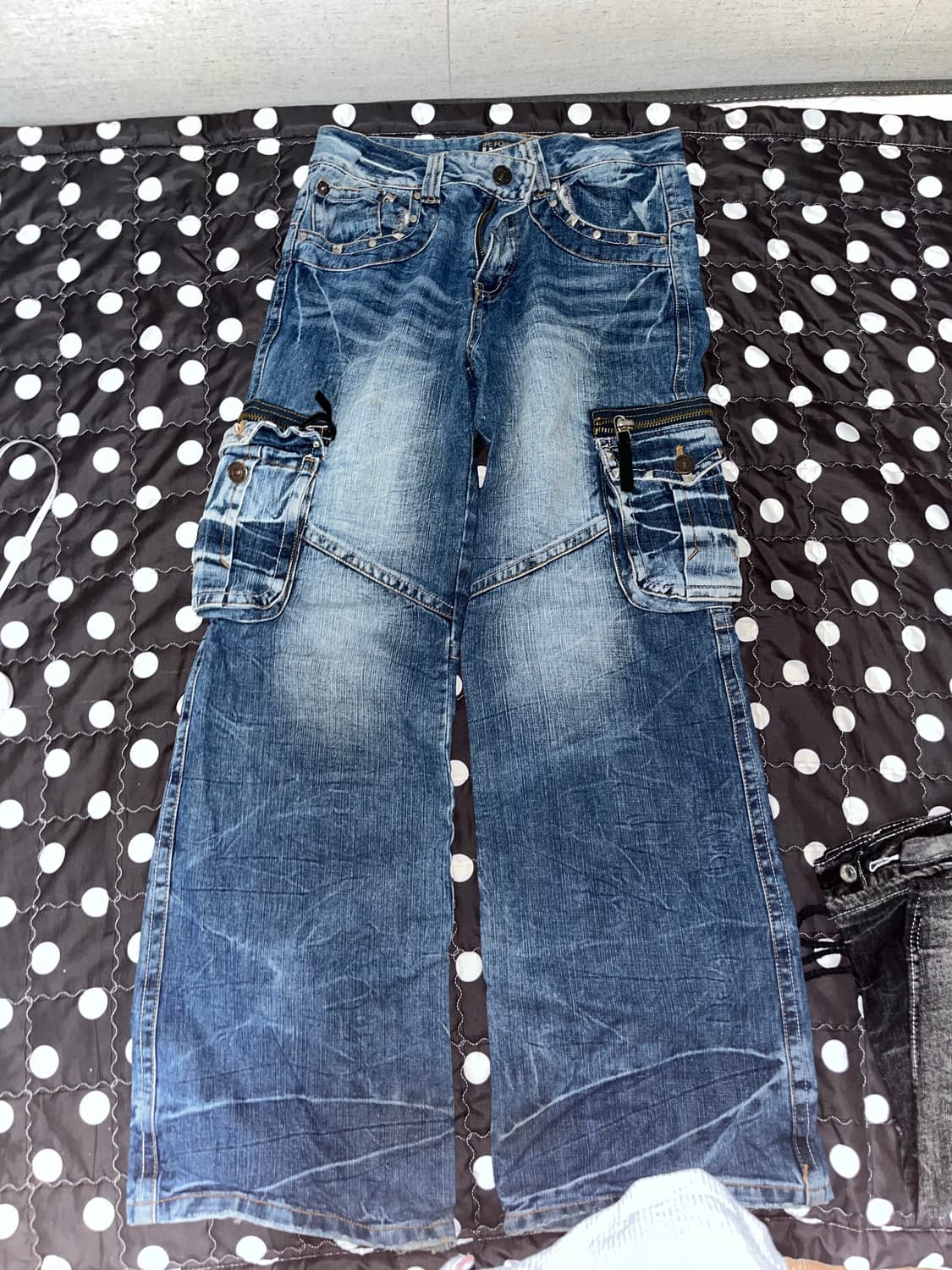 스터드 빈티지 워싱 데님 카고 바지 펑크 y2k 상품이미지1