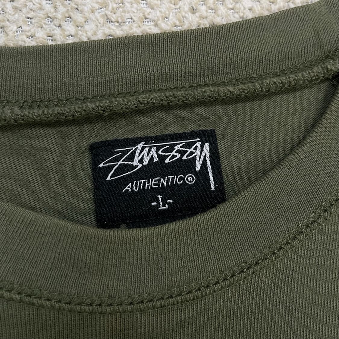 스투시 Stussy 00s 스트라이프 맨투맨 카키 상품이미지4
