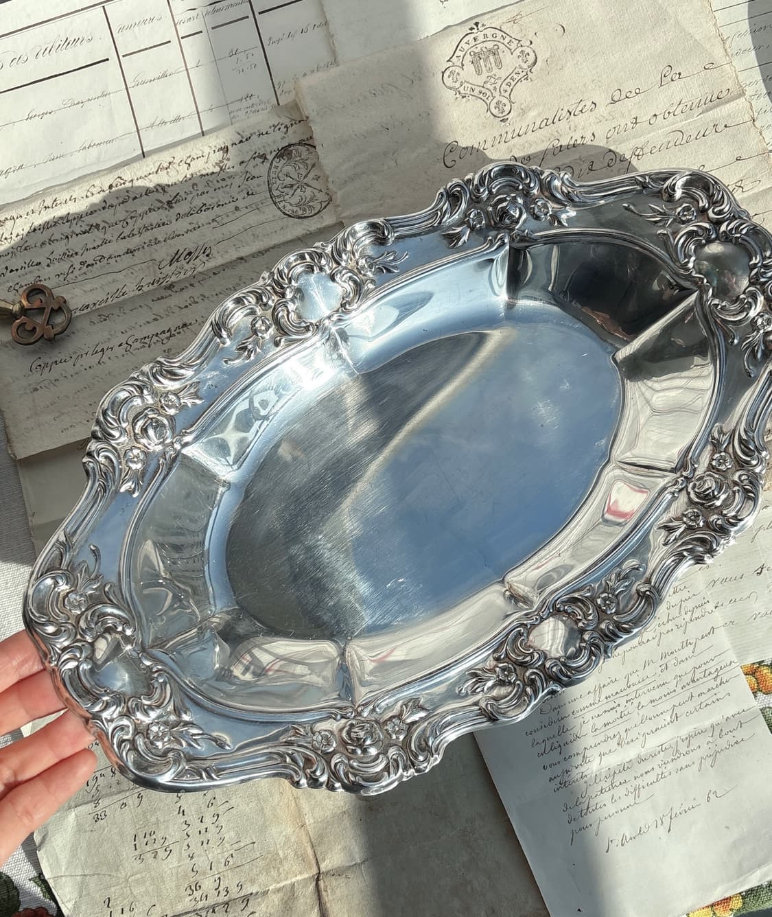 Towle Old Master 패턴 실버플레이트 오벌 트레이 상품이미지4