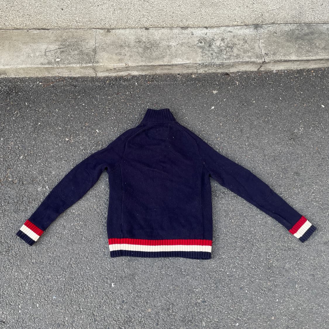 두산 폴로 빅포니 네이비 니트 집업 져지 트랙탑 가디건 S 상품이미지5