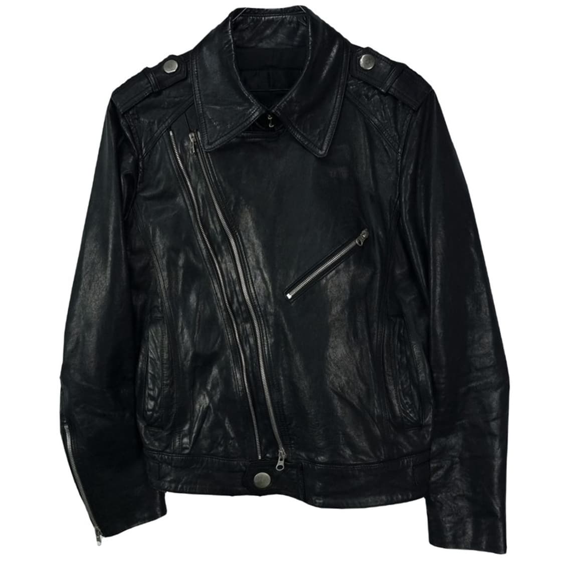 [준지] 생로랑핏 아카이브 카우스킨 소가죽 레더 자켓 블랙 P01461 상품이미지2